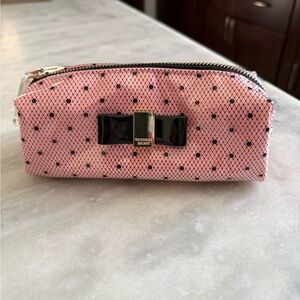 Victoria's Secret Vintage Pink and Black Mesh Cosmetic Case